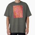 Hot Pink and Gold Baroque Floral Pattern Oversized T-Shirt for Sale by micklyn