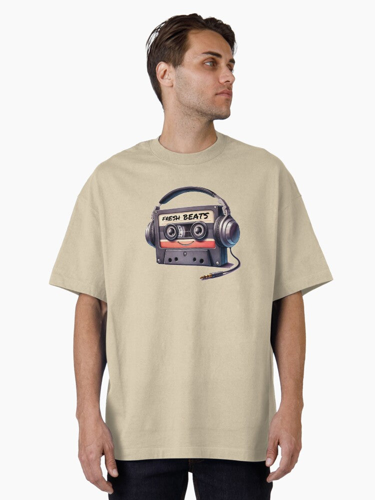 Fresh Beats Cassette Tape Wearing Headphones Oversized T-shirt | Protective Phone Case | Stylish Cover