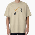 Cat and Moon 1 Oversized T-Shirt for Sale by episodicDrawing