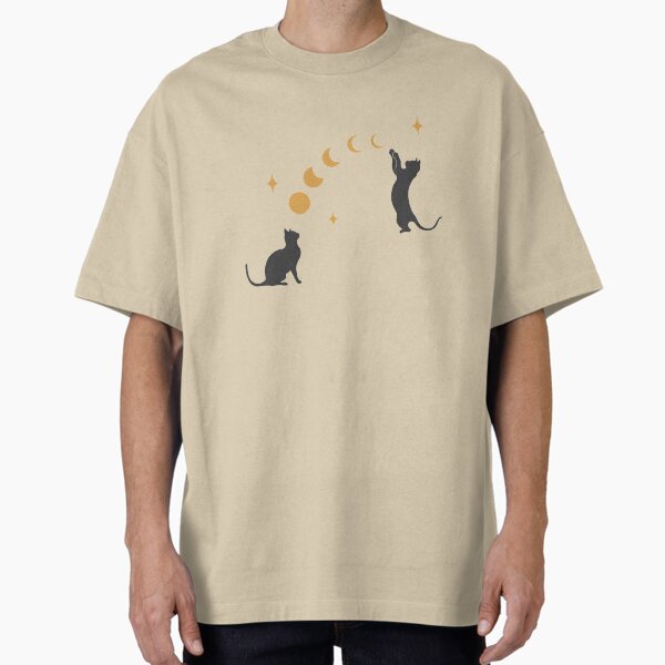 Cat and Moon 1 Oversized T-Shirt for Sale by episodicDrawing