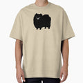 Cute Fluffy Black Pomeranian Cartoon Dog Oversized T-Shirt for Sale by ShortCoffee
