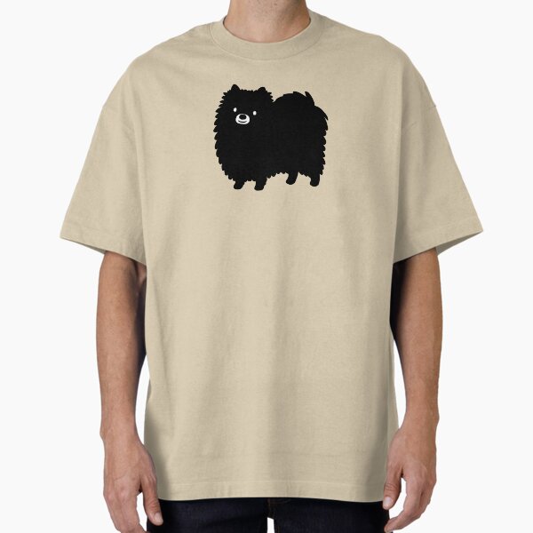 Cute Fluffy Black Pomeranian Cartoon Dog Oversized T-Shirt for Sale by ShortCoffee