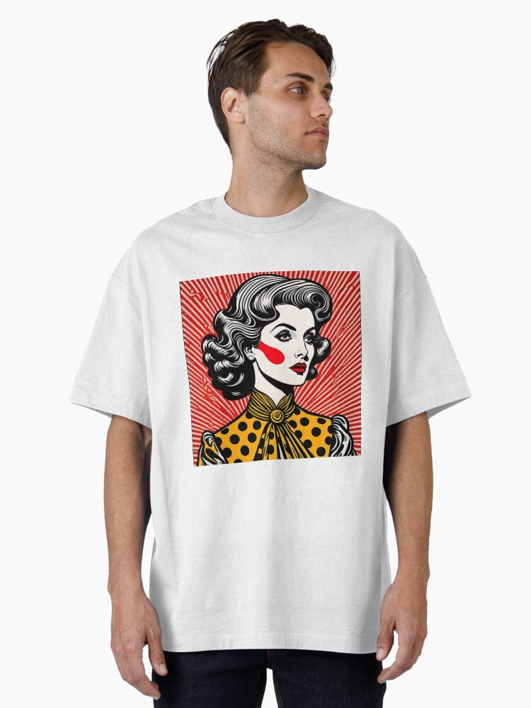 Retro 50 s Woman in Bold Comic Book Style Oversized T Shirt T Shirt Trending US Futuristic Style