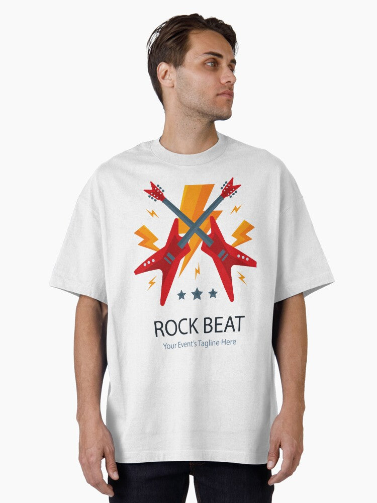 Crossed Guitar Rock Poster Vector Png Rock Rock Oversized T-shirt | Premium Wall Art | High Quality Poster