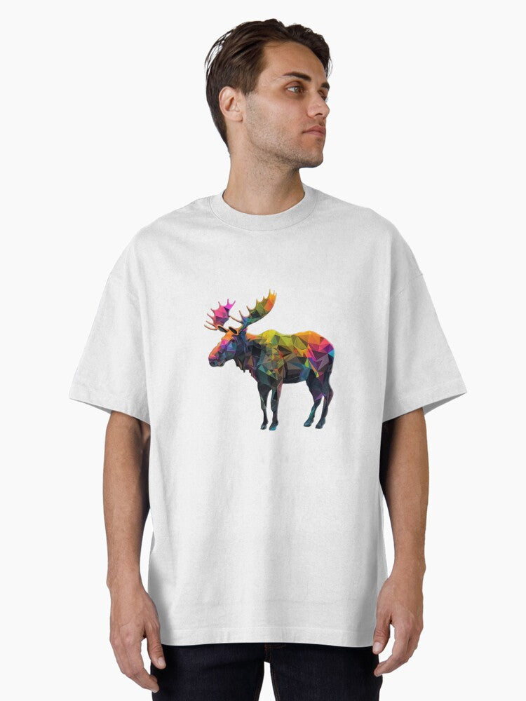 abstract colorful low poly moose Oversized T Shirt T Shirt High Search Demand Gift Ready