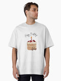 Happy Birthday Jelly Cat Amusable Cake Oversized T-Shirt