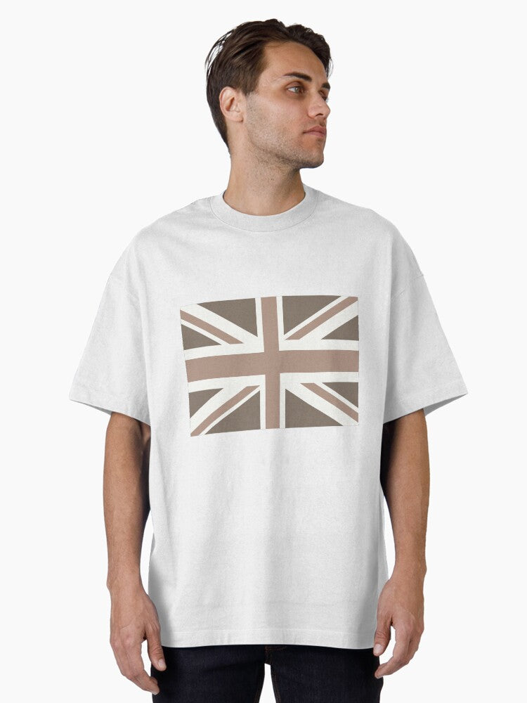 Neutral Coloured Union Jack Oversized T Shirt T Shirt Trending 2025 Hot Search US