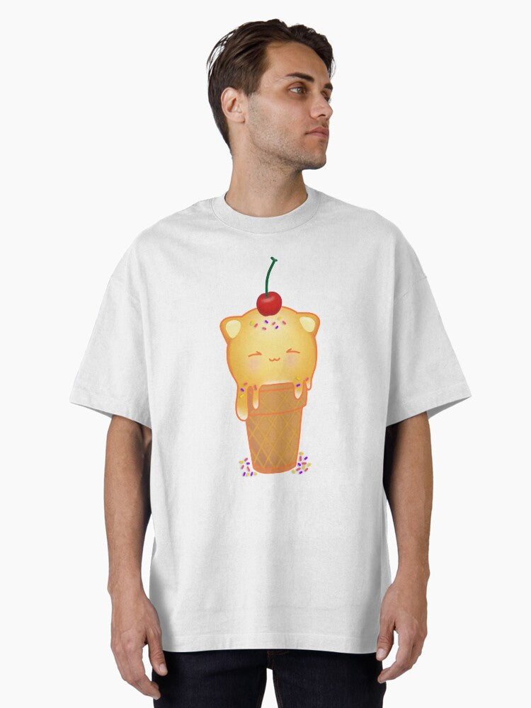 Thai Tea Ice Cream Cat Oversized T-Shirt
