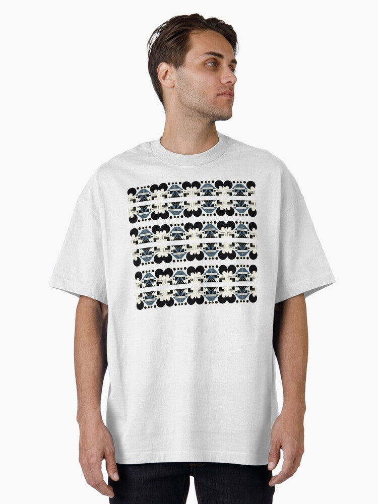 Futuristic Geometric Pattern Sci Fi Tech Design Oversized T Shirt T Shirt AI Inspired Art Modern Aesthetic