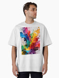 Rainbow Color Paint Oversized T Shirt T Shirt Streetwear Style Gift Ready