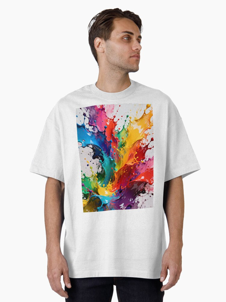 Rainbow Color Paint Oversized T Shirt T Shirt Streetwear Style Gift Ready