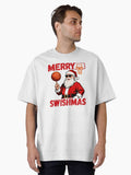 Merry Swishmas Funny Basketball Santa Oversized T Shirt T Shirt Comfort Fit Hot Right Now