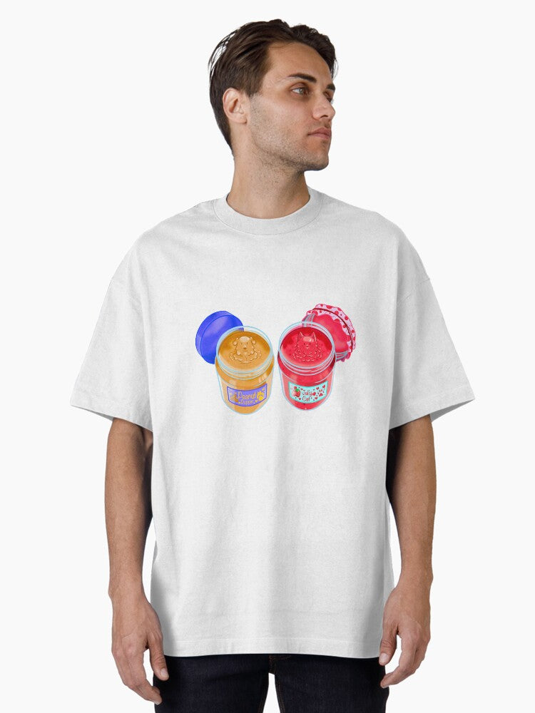 Peanut Pupper and Strawberry Jelly Cat Oversized T-Shirt