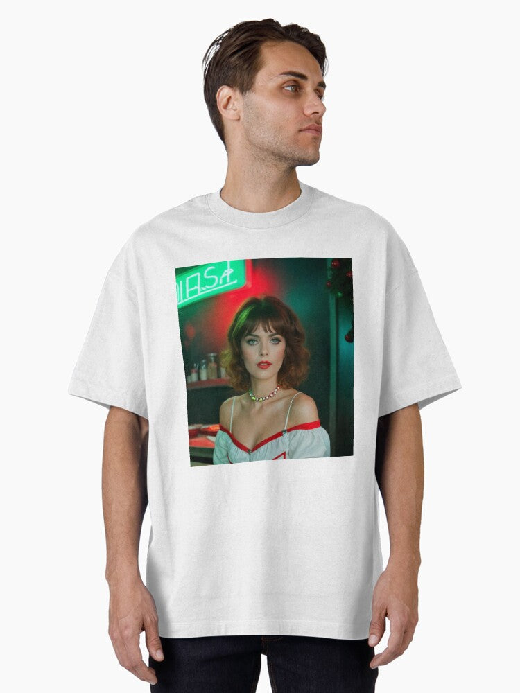 Red Green Jelly Bean Neon Christmas Girl Oversized T-Shirt