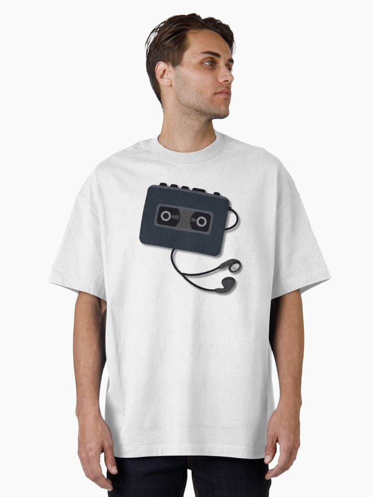 Retro Cassette Tape Player Vintage 90s Music Vibes Oversized T-shirt | Trendy Graphic Tee | Casual Unisex T-shirt