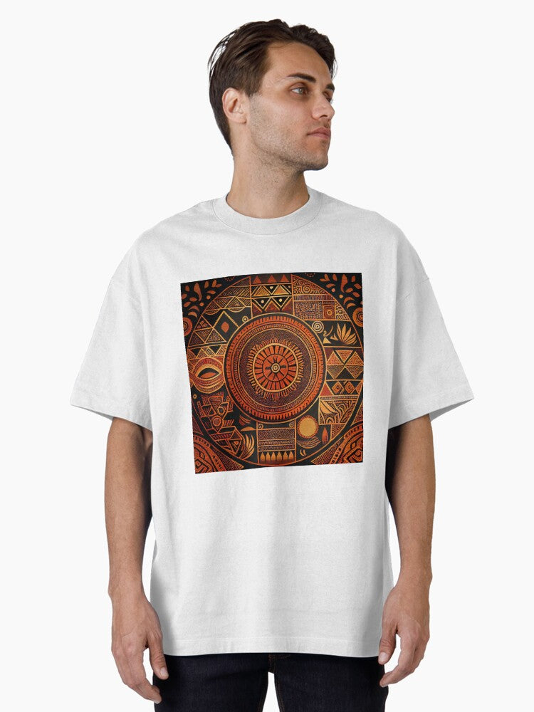 Ancient African Pattern Digital Painting Oversized T Shirt T Shirt Comfort Fit Gift Ready