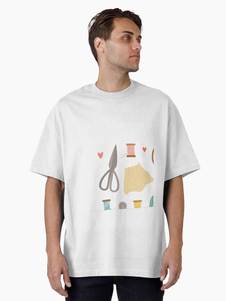 Cozy Crafts Collection: Knitting and Embroidery Set Oversized T-Shirt