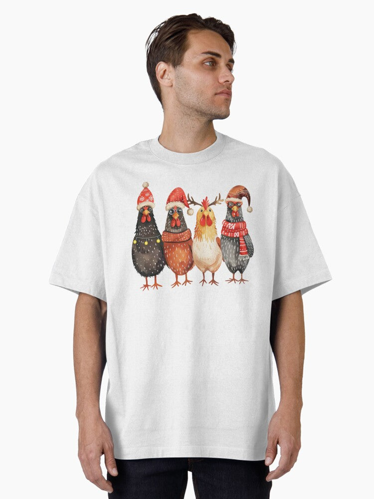 Funny Christmas chicken Oversized T-Shirt
