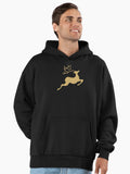 Gold Reindeer Premium Oversized Hoodie | Premium Unisex T-Shirt, Trending Graphic Tee