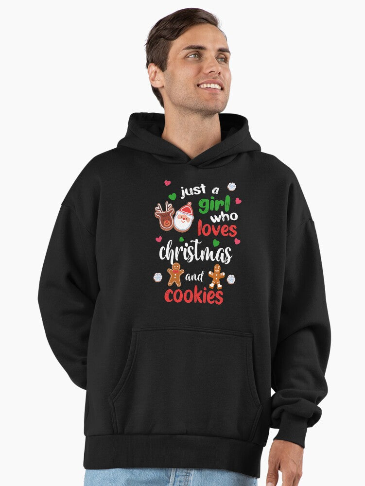 Just A Girl Who Loves Christmas and Cookies Cute Funny Gift For Daughters Premium Oversized Hoodie | Premium Unisex T-Shirt, Trending Graphic Tee