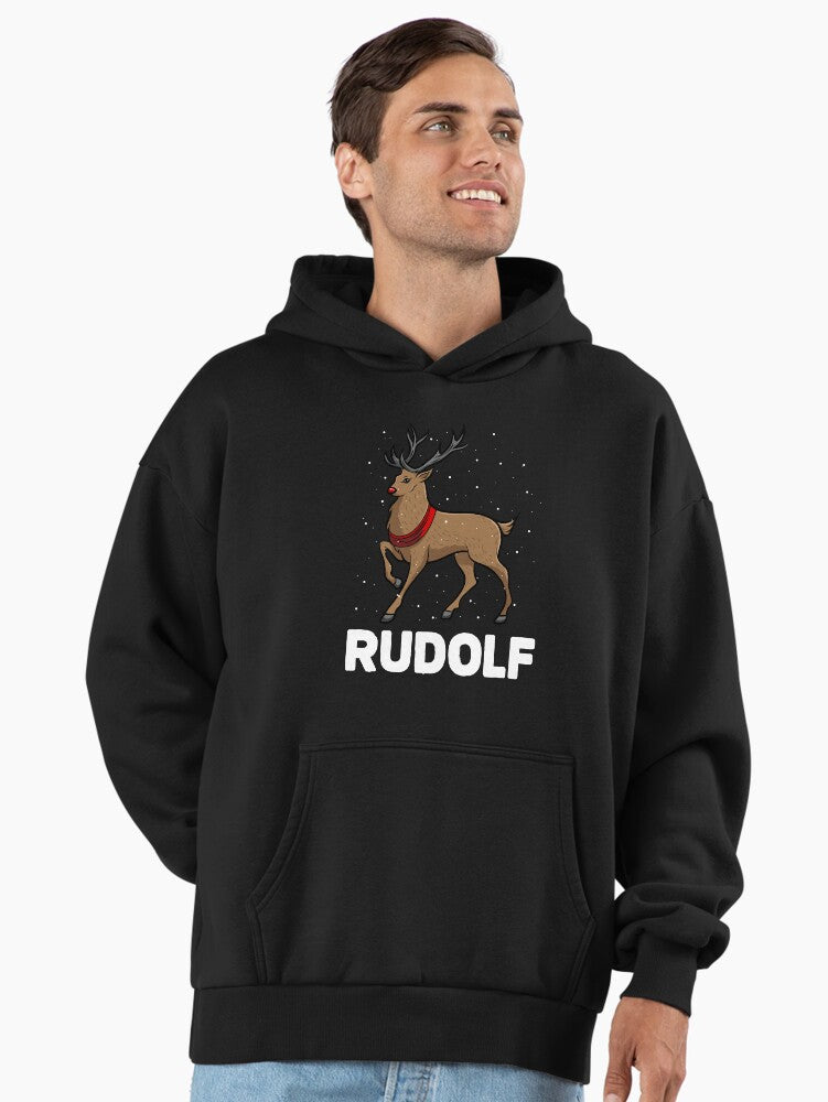 Christmas Santa's Reindeer Lazy Costume Rudolph Premium Oversized Hoodie | Premium Unisex T-Shirt, Trending Graphic Tee