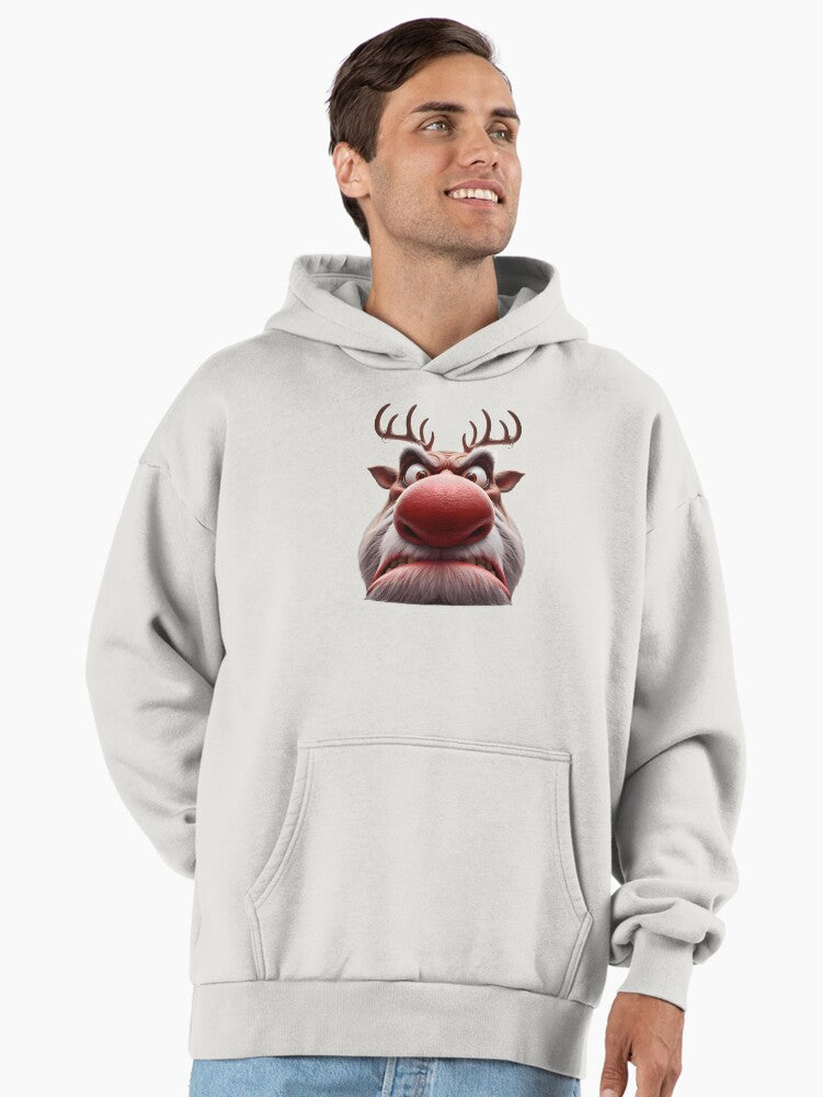 Rudolph angry Christmas reindeer Premium Oversized Hoodie | Premium Unisex T-Shirt, Trending Graphic Tee