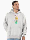 Cartoon Party Rudolph Reindeer Premium Oversized Hoodie | Premium Unisex T-Shirt, Trending Graphic Tee