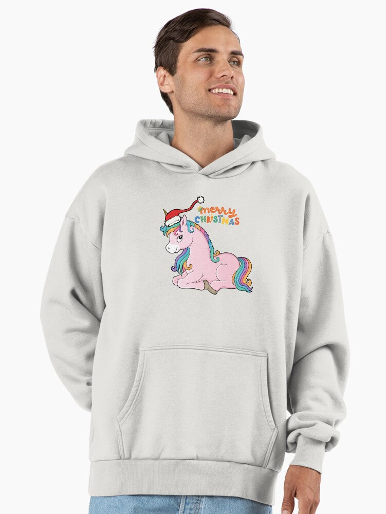 cute unicorn with santa claus hat with merry christmas for kids children christmas gifts Premium Oversized Hoodie | Premium Unisex T-Shirt, Trending Graphic Tee