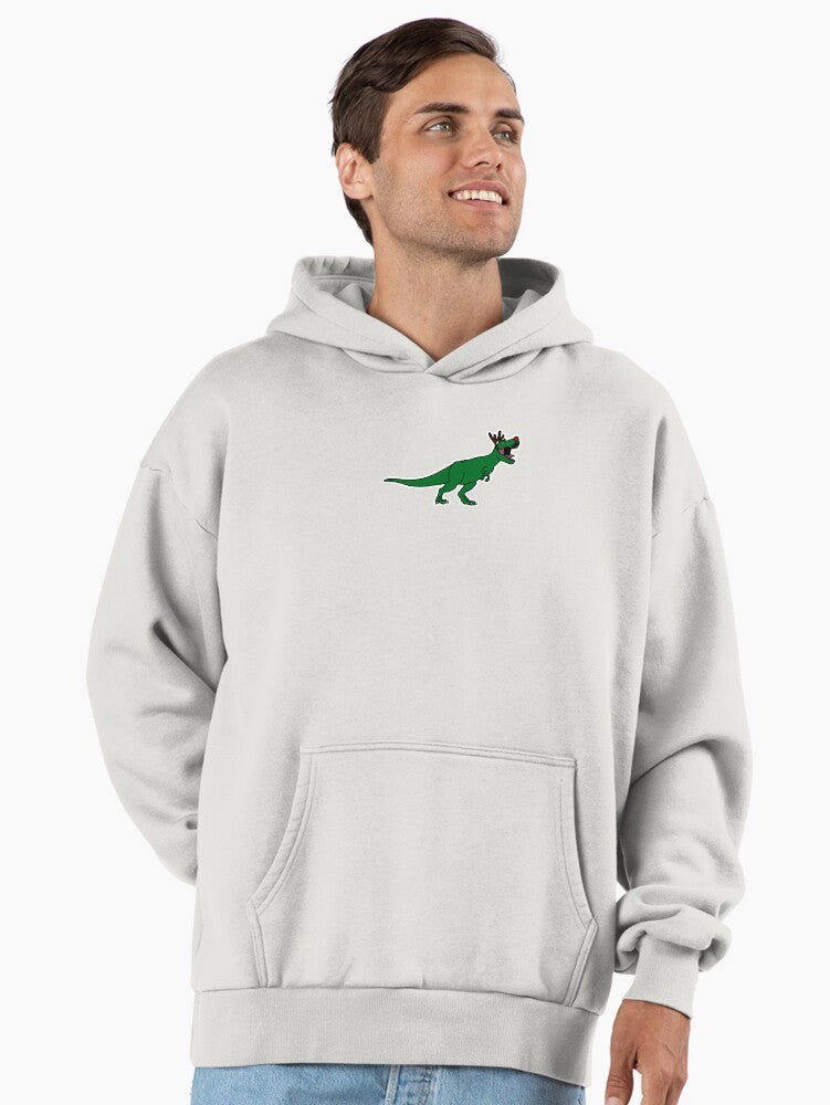 Merry ReXmas - Rudolph the T-Rex Premium Oversized Hoodie | Premium Unisex T-Shirt, Trending Graphic Tee