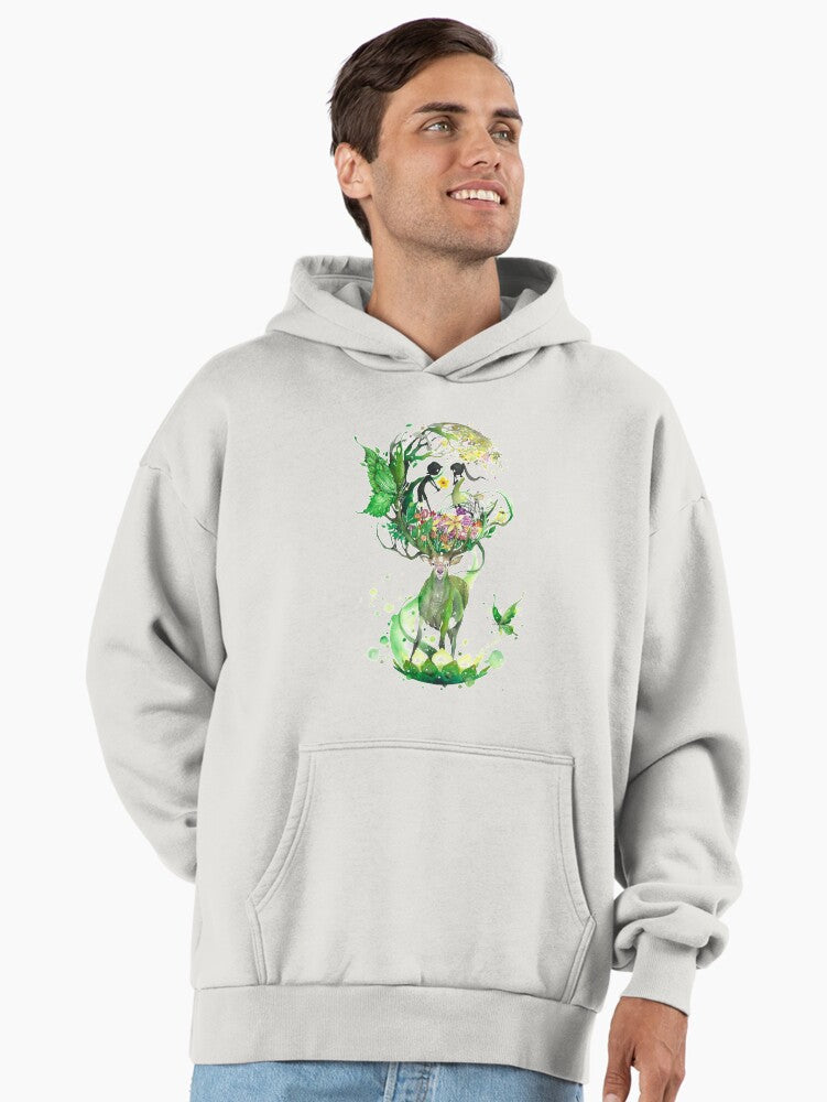 kiss watercolor painting drawing art illustration beautiful fairy reindeer Premium Oversized Hoodie | Premium Unisex T-Shirt, Trending Graphic Tee