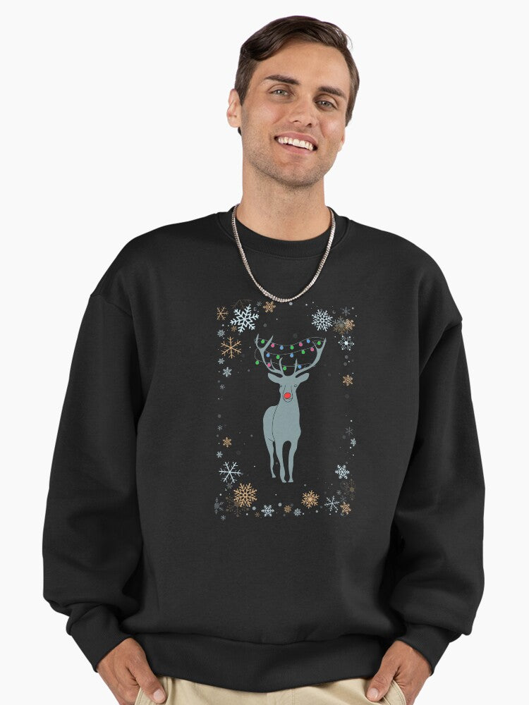 Snowflakes Rudolph Premium Oversized Sweatshirt | Premium Unisex T-Shirt, Trending Graphic Tee