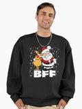 Santa Claus and Rudolph the Red Nosed Reindeer Best Friends Forever Merry Christmas Premium Oversized Sweatshirt | Premium Unisex T-Shirt, Trending Graphic Tee