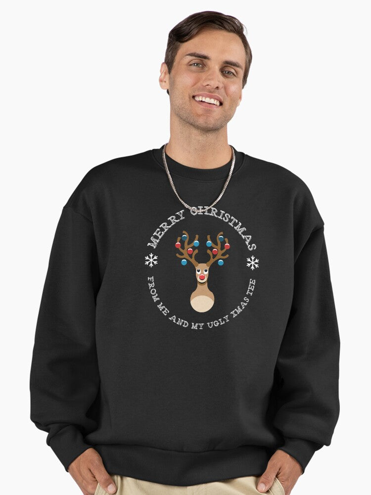 Merry Xmas Rudolph Ugly Tee Premium Oversized Sweatshirt | Premium Unisex T-Shirt, Trending Graphic Tee