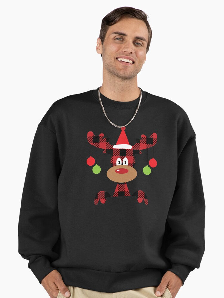 Plaid Reindeer. Rudolph. Christmas Premium Oversized Sweatshirt | Premium Unisex T-Shirt, Trending Graphic Tee