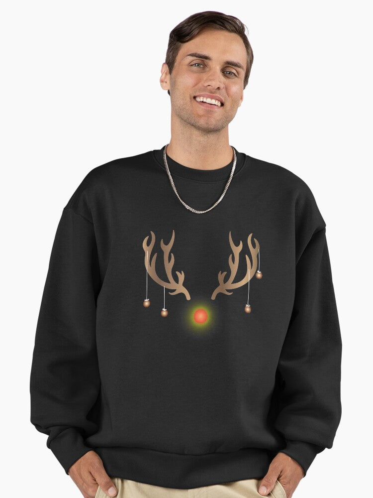 Glowing Rudolph Silhouette print Premium Oversized Sweatshirt | Premium Unisex T-Shirt, Trending Graphic Tee