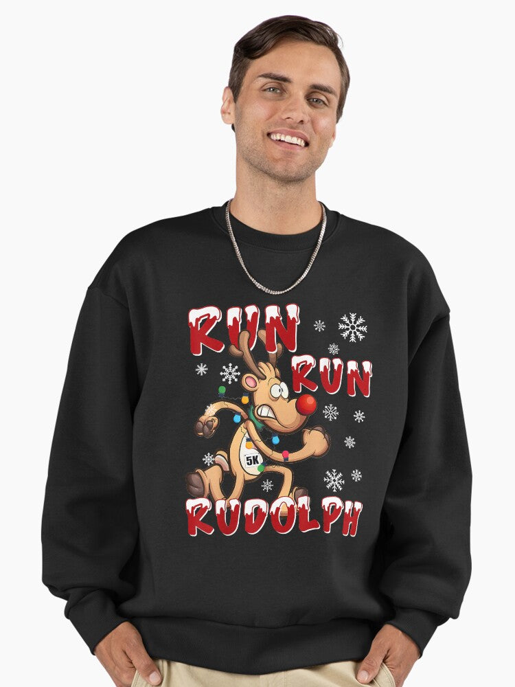 Christmas 5K Run Run Rudolph Holiday - Running Premium Oversized Sweatshirt | Premium Unisex T-Shirt, Trending Graphic Tee