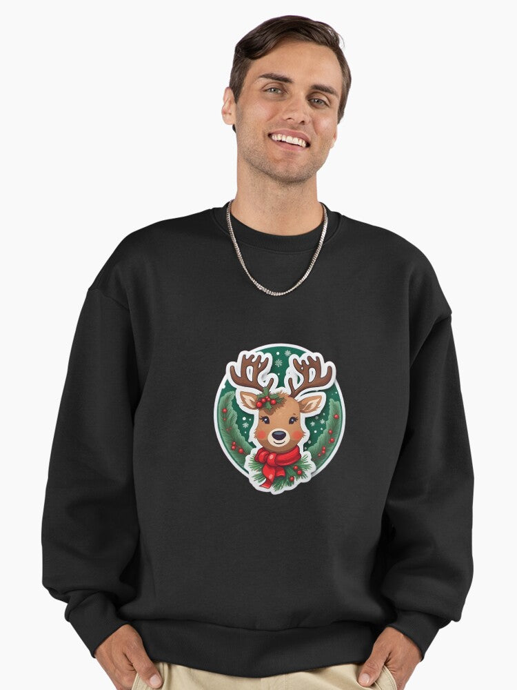 christmas reindeer Premium Oversized Sweatshirt | Premium Unisex T-Shirt, Trending Graphic Tee