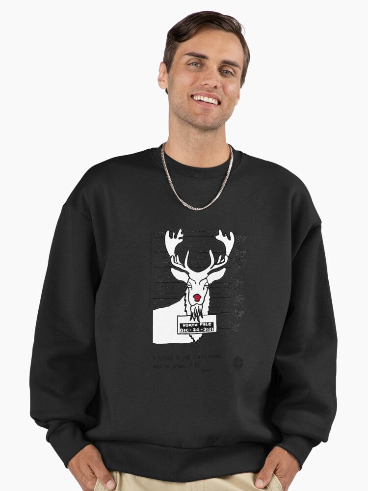 Rudy. Yes, that Rudolph, the red-nosed reindeer. Premium Oversized Sweatshirt | Premium Unisex T-Shirt, Trending Graphic Tee