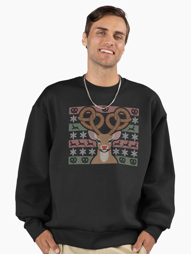 German Pretzel Reindeer Premium Oversized Sweatshirt | Premium Unisex T-Shirt, Trending Graphic Tee