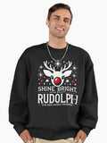 Shine Bright, Rudolph – Minimalist Red-Nosed Reindeer Design Premium Oversized Sweatshirt | Premium Unisex T-Shirt, Trending Graphic Tee