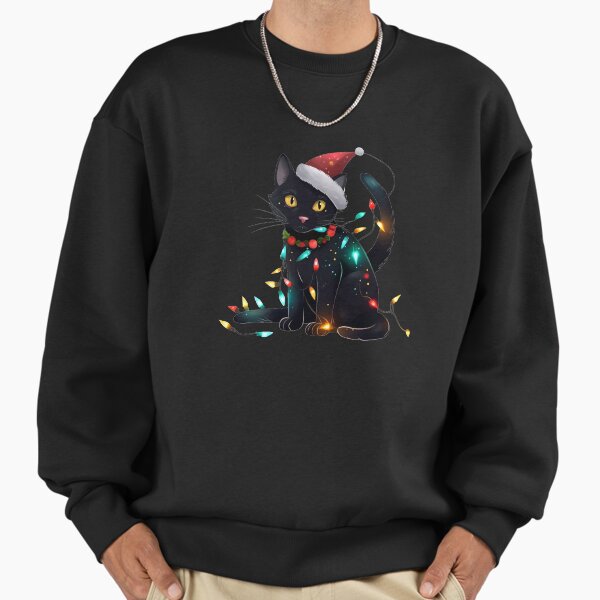 "Black Cat Chrismas Tree Lights Cat Lover T-Shirts" Premium Oversized Sweatshirt for Sale by hsj1003