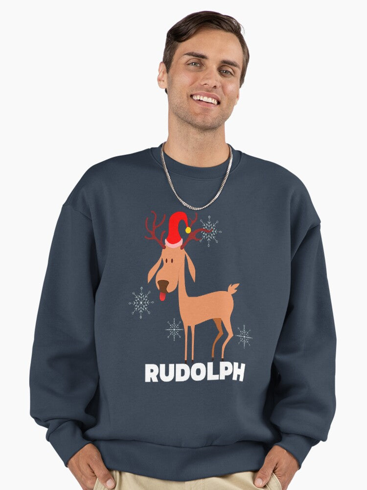 Merry Christmas Rudolph the Red-Nosed Reindeer for Family Gift Premium Oversized Sweatshirt | Premium Unisex T-Shirt, Trending Graphic Tee