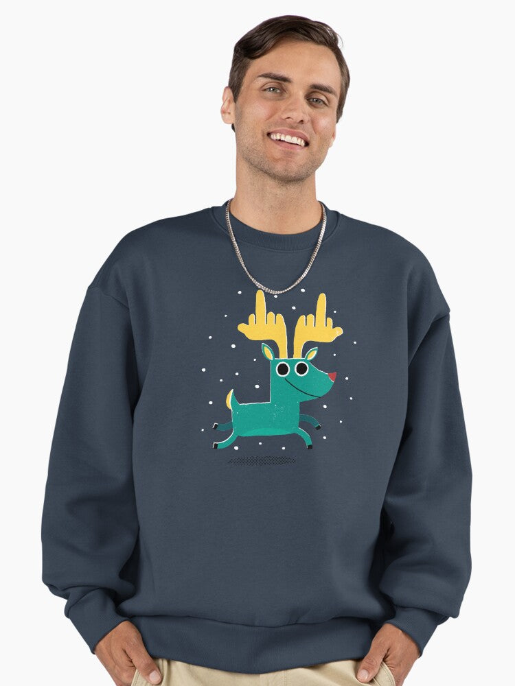 Rude-olph the Reindeer Premium Oversized Sweatshirt | Premium Unisex T-Shirt, Trending Graphic Tee