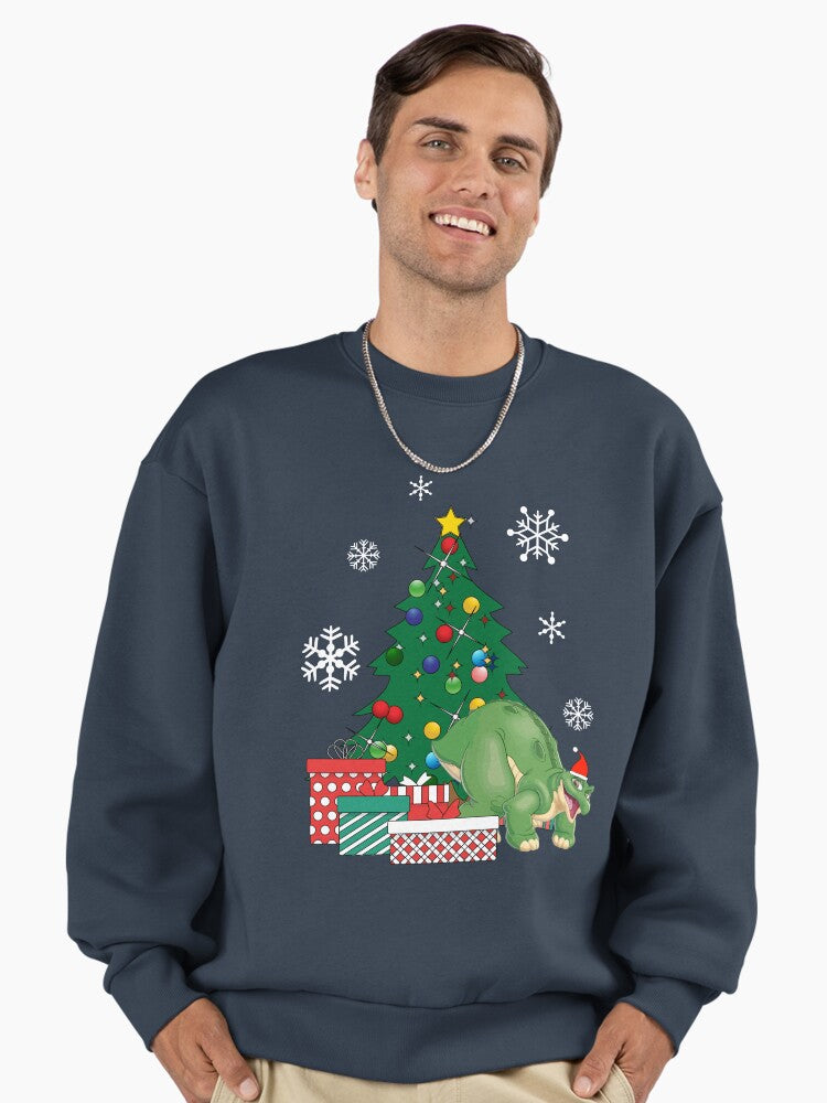 Spike Around The Christmas Tree Land Before Time Premium Oversized Sweatshirt | Premium Unisex T-Shirt, Trending Graphic Tee