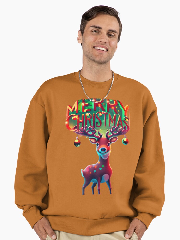 Rudolph wishing Merry Christmas Premium Oversized Sweatshirt | Premium Unisex T-Shirt, Trending Graphic Tee