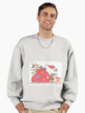 Weihnachtshase mit Rudolph-Schlitten - Christmas Bunny with Rudolph Sleigh Premium Oversized Sweatshirt | Premium Unisex T-Shirt, Trending Graphic Tee