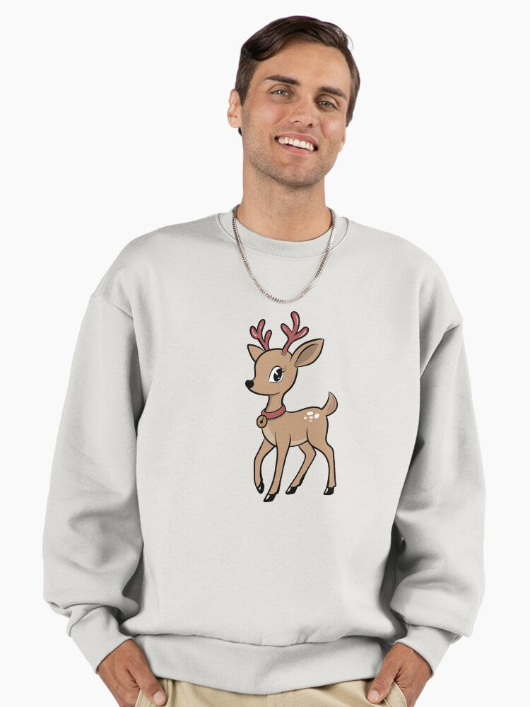 Retro Christmas Reindeer Premium Oversized Sweatshirt | Premium Unisex T-Shirt, Trending Graphic Tee