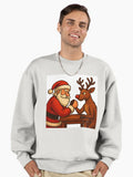 Santa vs. Rudolph: The Ultimate Christmas Arm Wrestle Premium Oversized Sweatshirt | Premium Unisex T-Shirt, Trending Graphic Tee