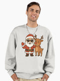 Father christmas /Santa and Rudolph the rednose reindeer Premium Oversized Sweatshirt | Premium Unisex T-Shirt, Trending Graphic Tee