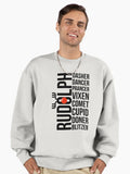Funny Rudolph Team List - Santas Reindeer Names Premium Oversized Sweatshirt | Premium Unisex T-Shirt, Trending Graphic Tee